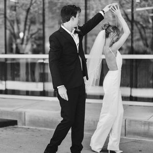 White satin jumpsuit (perfect for brides) :)